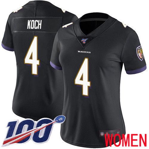 Baltimore Ravens Limited Black Women Sam Koch Alternate Jersey NFL Football #4 100th Season Vapor Untouchable->women nfl jersey->Women Jersey